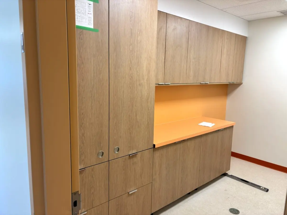 Built-in wood feature wall millwork manufactured by DNS Industries