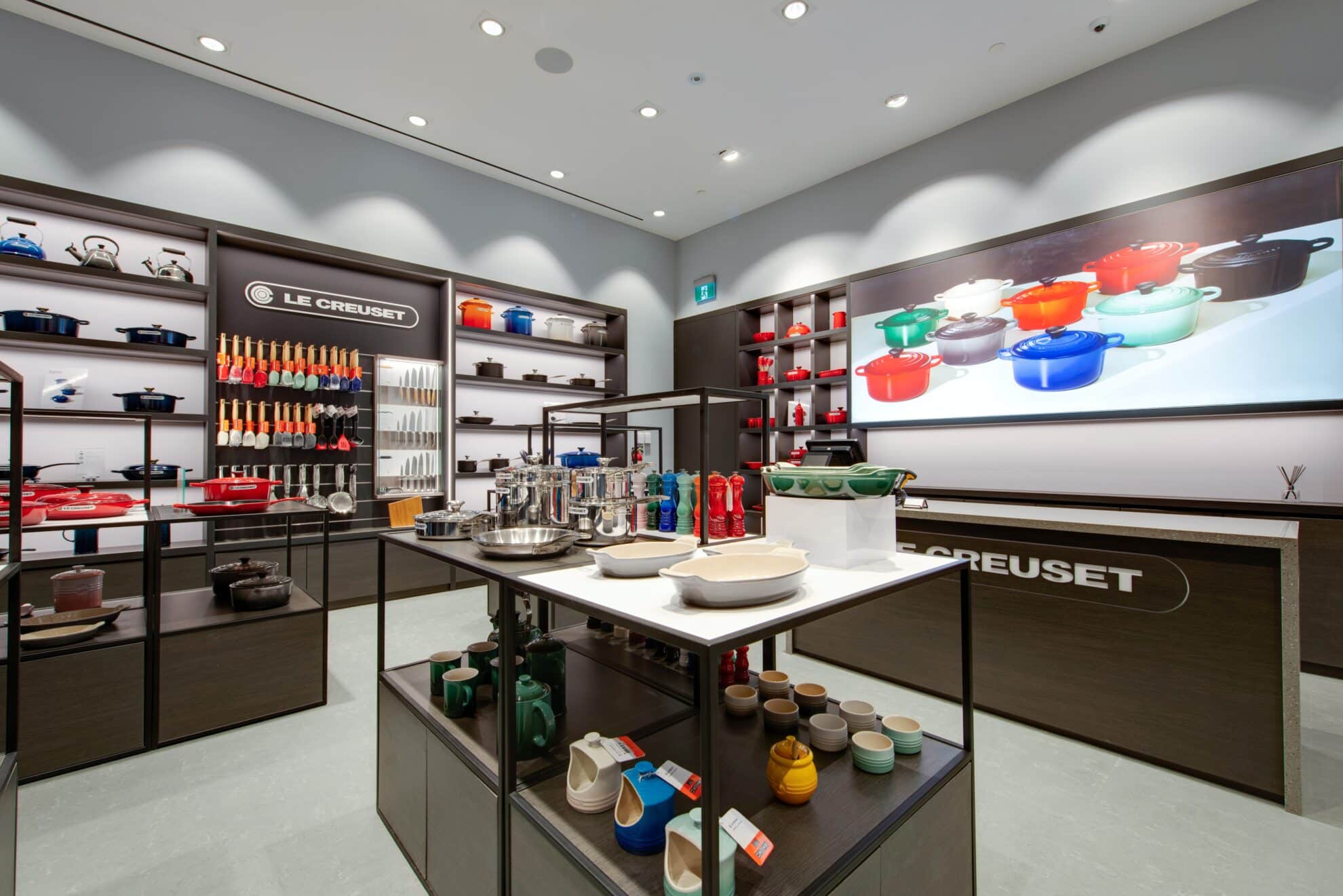 Le Creuset retail display millwork and shelving manufactured by DNS Industries